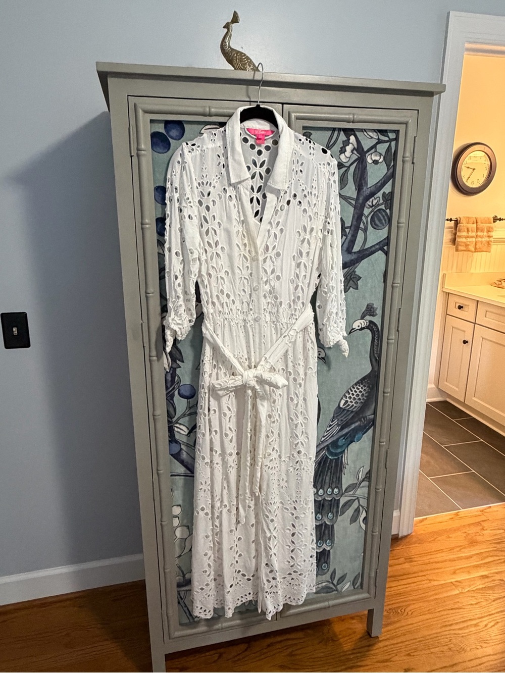 Lilly Pulitzer White Eyelet Shirtdress with Waist Tie